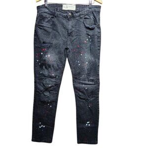 Mens Spark Studio Collection Black Paint Splatter Jeans Size 34